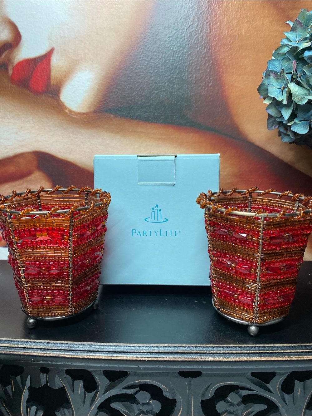 PartyLite Moroccan Spice Beaded VotiveCandle Holders Set of 2